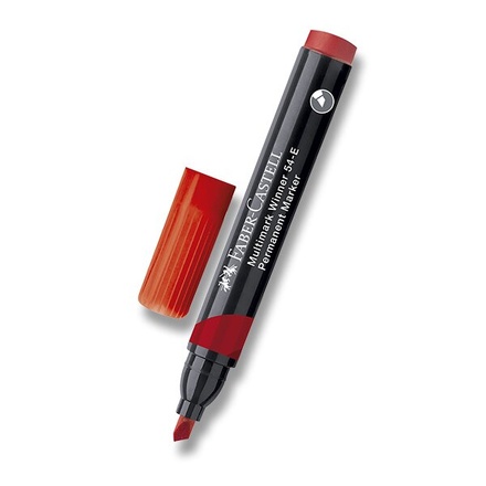 Papírenské zboží - Permanentní popisovač Faber-Castell Winner 54-E červený