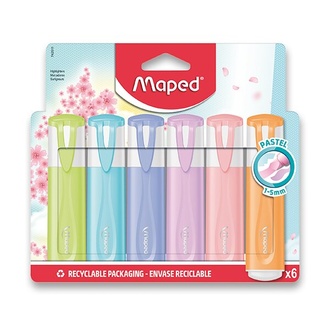 Papírenské zboží - Zvýrazňovač Maped Fluo Peps Pastel sada 6 barev