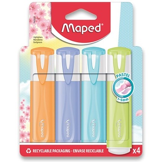Papírenské zboží - Zvýrazňovač Maped Fluo Peps Pastel sada 4 barev