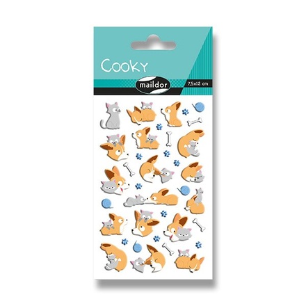 Papírenské zboží - Samolepky Maildor 3D Cooky Pes a kočka