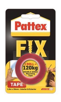 Papírenské zboží - Samolepicí páska "Pattex Fix 120 kg", červená, oboustranná, 19 mm x 1,5 m, HENKEL