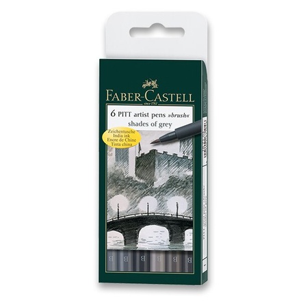 Papírenské zboží - Popisovač Faber-Castell Pitt Artist Pen Brush 6 ks, odstíny šedé
