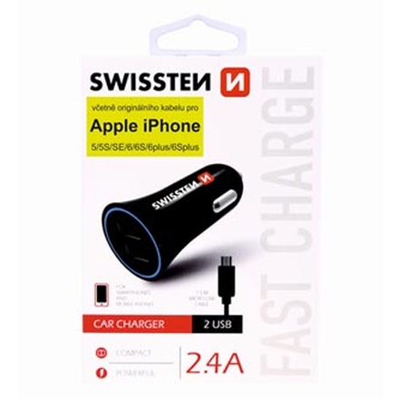 Papírenské zboží - SWISSTEN, micro USB a lightning auto nabíječka, + USB kabel (A male-micro), lightning 12V