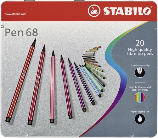 Papírenské zboží - Prémiový vláknový fix - STABILO Pen 68 - 20 ks sada v plechu