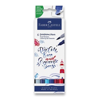 Papírenské zboží - Popisovač Faber-Castell Goldfaber Aqua Dual Marker Lettering Seaside sada, 6 barev