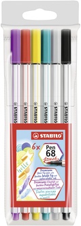 Papírenské zboží - Vláknový fix s flexibilním štětcovým hrotem STABILO Pen 68 brush - 6 ks sada
