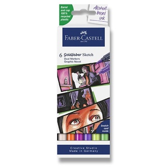 Papírenské zboží - Popisovač Faber-Castell Goldfaber Sketch Dual Marker Graphic Novel sada, 6 barev