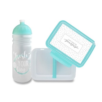 Papírenské zboží - Set Zdravá lahev 0,7 l a Zdravá sváča Fresh tyrkys