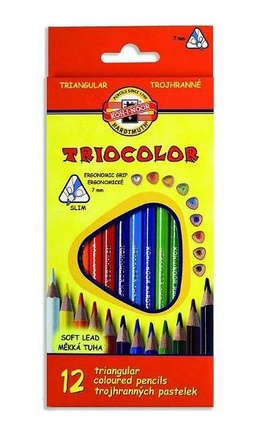 Papírenské zboží - Barevné pastelky "Triocolour 3132/12", 12ks, trojhranné, KOH-I-NOOR