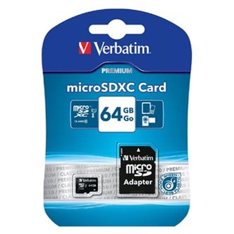 Papírenské zboží - Verbatim Micro Secure Digital Card, 64GB, micro SDXC, 44084, UHS-I U1 (Class 10), s adapt