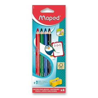 Papírenské zboží - Popisovací tužka na tabuli Maped dry-erasable 4 barvy + ořezávátko