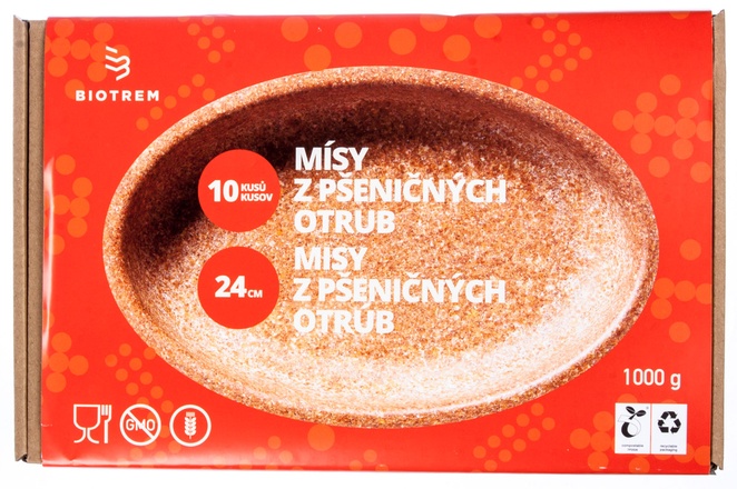 Papírenské zboží - Miska oválná z pšeničných otrub 24cm BIO [10 ks]