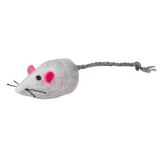Papírenské zboží - Plyšová myš s rolničkou, 5 cm (2 ks), bílá/šedá 