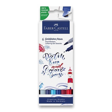 Papírenské zboží - Popisovač Faber-Castell Goldfaber Aqua Dual Marker Lettering Seaside sada, 6 barev