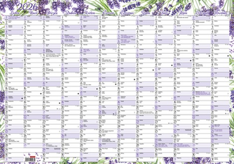 Papírenské zboží - Nástěnný roční kalendář (600x420 mm) - Levandule