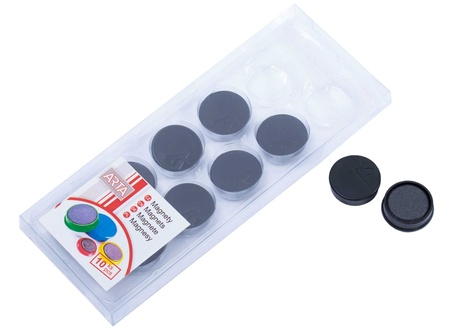 Papírenské zboží - Magnety ARTA průměr 25mm, černé (10ks v balení)