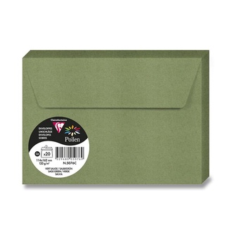 Papírenské zboží - Barevná obálka Clairefontaine C6, samolepicí, 20 ks tm. zelená,