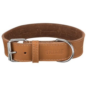 Papírenské zboží - Rustic kožený obojek Heartbeat - hnědá L:47-55cm/40mm