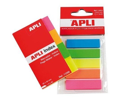 Papírenské zboží - Značkovací proužky, 5 barev, 125 ks, APLI
