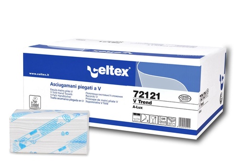 Papírenské zboží - Ručník papírový skládaný CELTEX V Trend bílé 2- vrstvý [3150 ks] - 72121