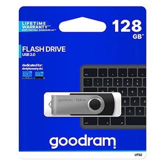Papírenské zboží - Goodram USB flash disk, USB 2.0, 128GB, UTS2, černý, UTS2-1280K0R11, USB A, s otočnou kry