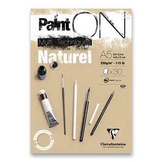 Papírenské zboží - Blok Clairefontaine Paint on Natural A5, 30 listů, 250 g
