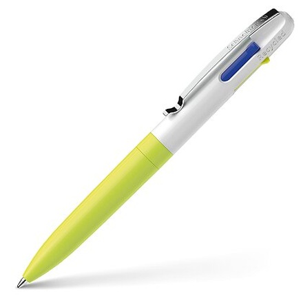 Papírenské zboží - Kuličkové pero Schneider Take 4 Neon - neonově žlutá/bílá