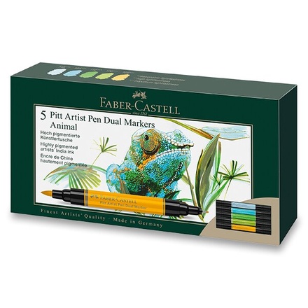Papírenské zboží - Popisovač Faber-Castell Pitt Artist Pen Dual Marker Animal sada 5 ks