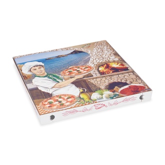 Papírenské zboží - Krabice na pizzu z vlnité lepenky 40 x 40 x 4 cm [100 ks]