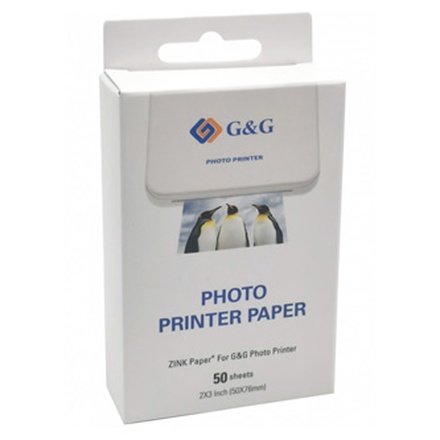 Papírenské zboží - G&G Photo paper, foto papír, bílý, 50x76mm, 50 ks, GG-ZP023-50, termosublimační