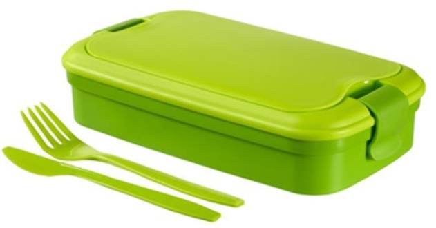 Papírenské zboží - Box na jídlo, 1,2 l, s příborem, CURVER "Grand Chef", zelený