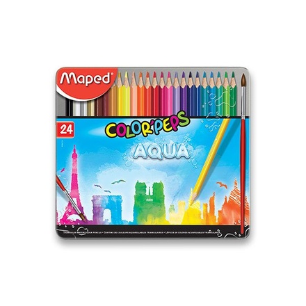 Papírenské zboží - Pastelky Maped Color'Peps Metal Box Aqua 24 barev + štětec