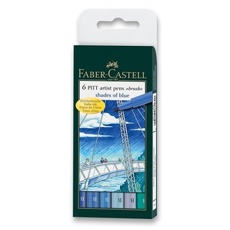 Papírenské zboží - Popisovač Faber-Castell Pitt Artist Pen Brush 6 ks, odstíny modré