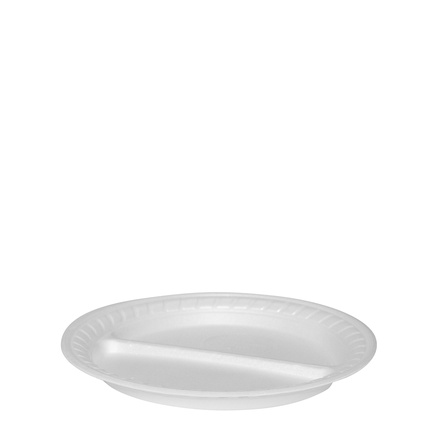 Papírenské zboží - Termo-talíř dělený na 2 porce, bílý průměr 22,5 cm [100 ks]