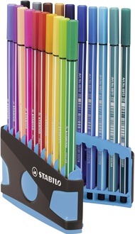 Papírenské zboží - Prémiový vláknový fix - STABILO Pen 68 - Colorparade - 20 ks deskset antracit/světle modrá