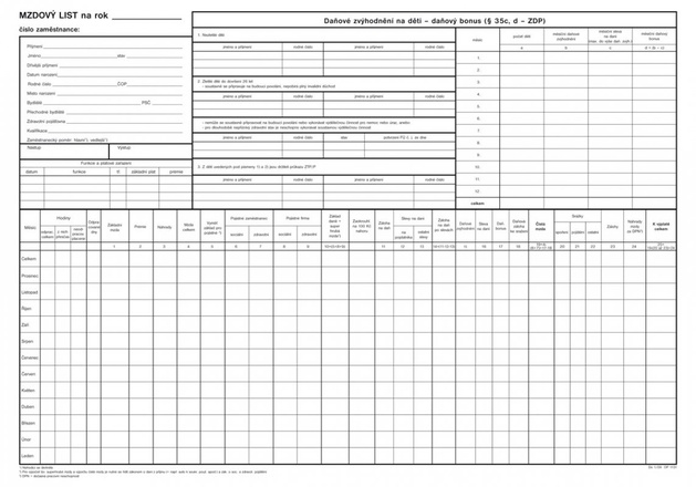 Papírenské zboží - Mzdový list A3 1131