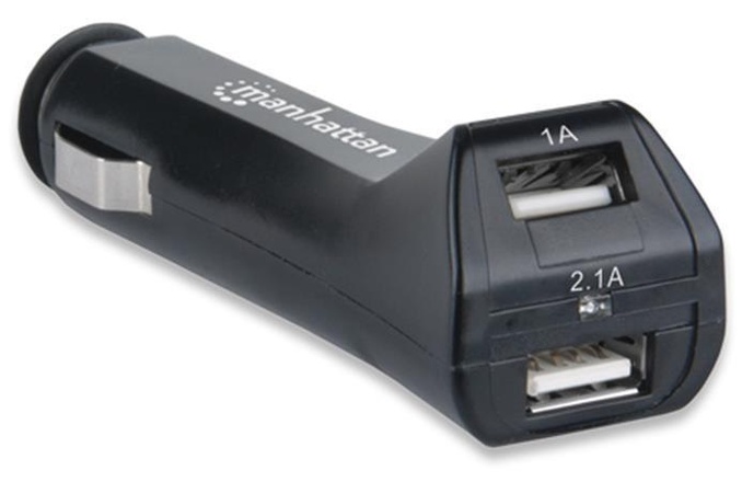 Papírenské zboží - Nabíječka do auta "PopCharge", 2 x USB, 2,1A + 1A, MANHATTAN