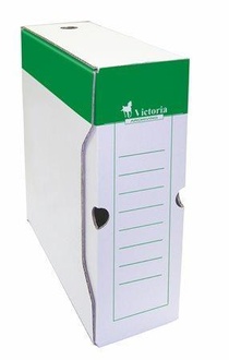 Papírenské zboží - Archivační krabice, zeleno-bílá, karton, A4, 100 mm, VICTORIA