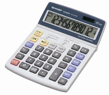 Papírenské zboží - Kalkulačka, stolní, 12místný displej, SHARP "EL-2125C"