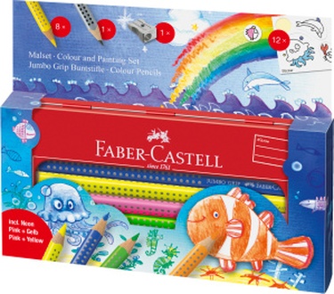 Papírenské zboží - Pastelka Jumbo Grip Mořský svět, dárkový kufřík 9ks Faber Castell 110908