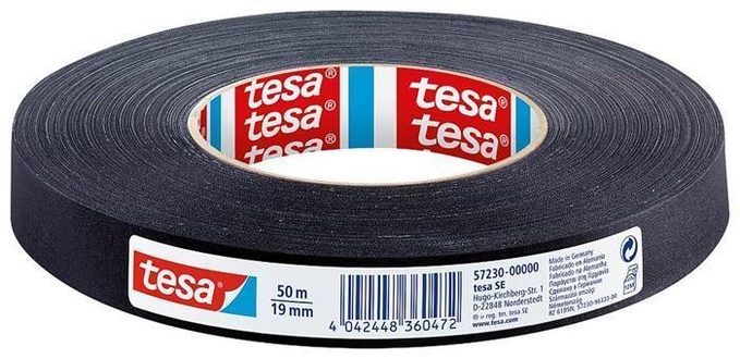 Papírenské zboží - Lepicí páska "Extra Power 57230", černá, zpevněná textilem, 19 mm x 50 m, TESA