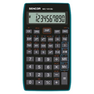Papírenské zboží - Sencor Kalkulačka SEC 105 BU, černá, školní, desetimístná, modrý rámeček