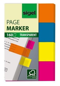 Papírenské zboží - Záložky, 4x40 lístků, 20x50 mm SIGEL "614", mix barev