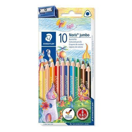 Papírenské zboží - Barevné pastelky "Noris Club Jumbo", 10 barev, sada, trojhranné, STAEDTLER
