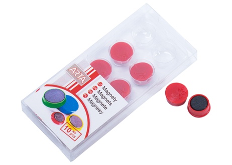 Papírenské zboží - Magnety ARTA průměr 16mm, červené (10ks v balení)