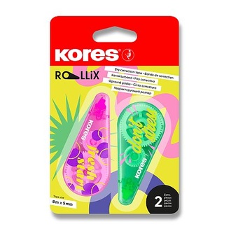 Papírenské zboží - Korekční strojek Kores ROLLiX - 2 ks, 8m x 5mm, mix barev