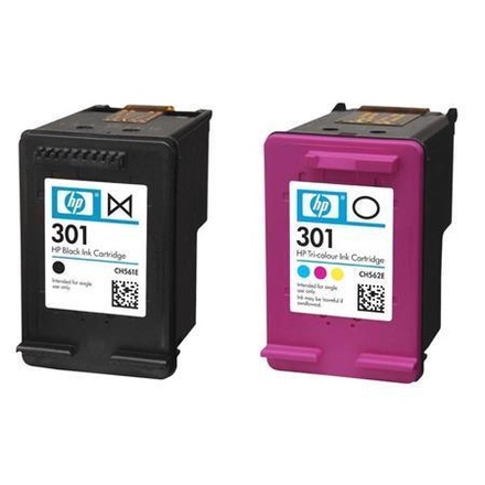 Papírenské zboží - Cartridge HP 301 do tiskárny DeskJet 2050, sada, černá+azurová+purpurová,+žlutá, HP