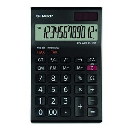 Papírenské zboží - Sharp Kalkulačka EL-124TWH, černo-bílá, stolní, dvanáctimístná